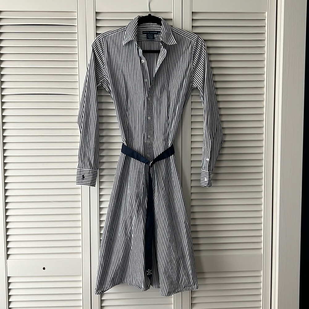 Polo Ralph Lauren Women’s navy striped button down dress